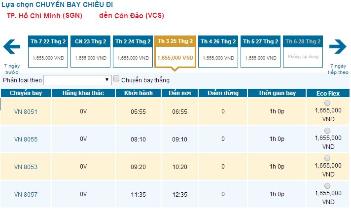Vé máy bay Sài Gòn Côn Đảo giá rẻ