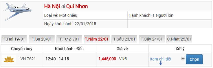 Vé máy báy Hà Nội Quy Nhơn của Vietnam Airlines