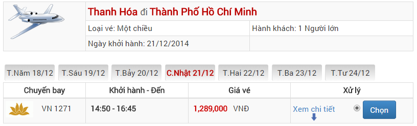 Vé máy báy Hà Nội Sài Gòn của Vietnam Airlines