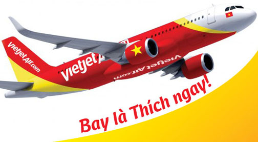 Mẫu biển hiệu đại lý vé máy bay VietJet Air