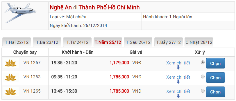 Vé máy báy Hà Nội Sài Gòn của Vietnam Airlines