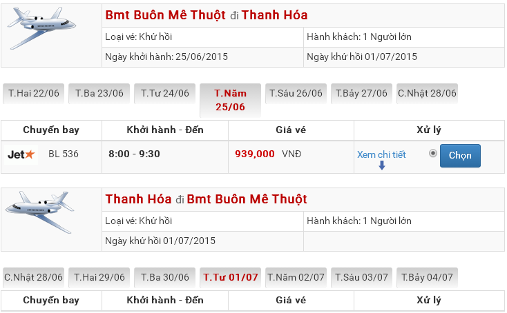vé máy bay Buôn Ma Thuột Thanh Hóa