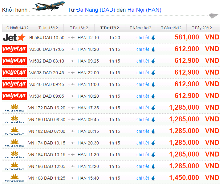 Vé máy bay Đà Nẵng Hà Nội giá rẻ