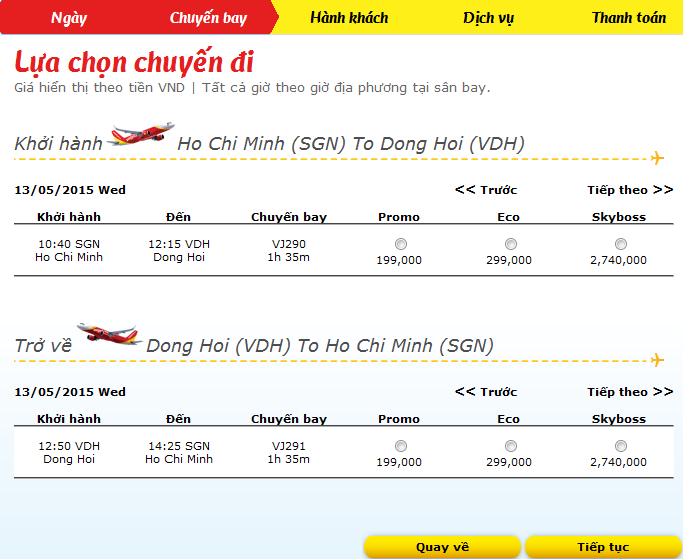 Vé máy bay Đồng Hới Hà Nội giá rẻ