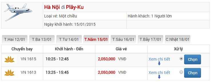 vé máy bay Pleiku đi Hà Nội