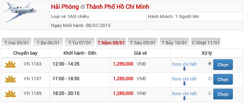 Vé máy bay Hải Phòng Sài Gòn giá rẻ