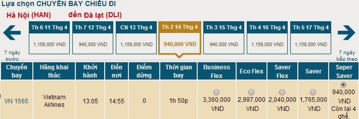 vé máy bay Hà nội Đà Lạt quận Hai Bà Trưng