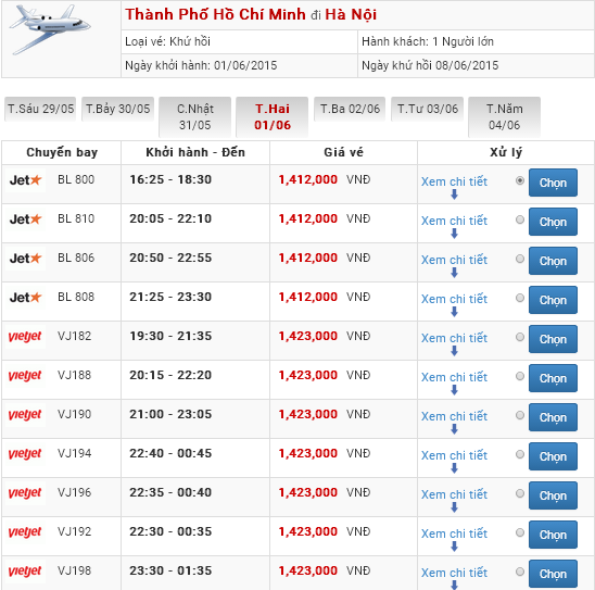 vé máy bay Sài Gòn Hà Nội