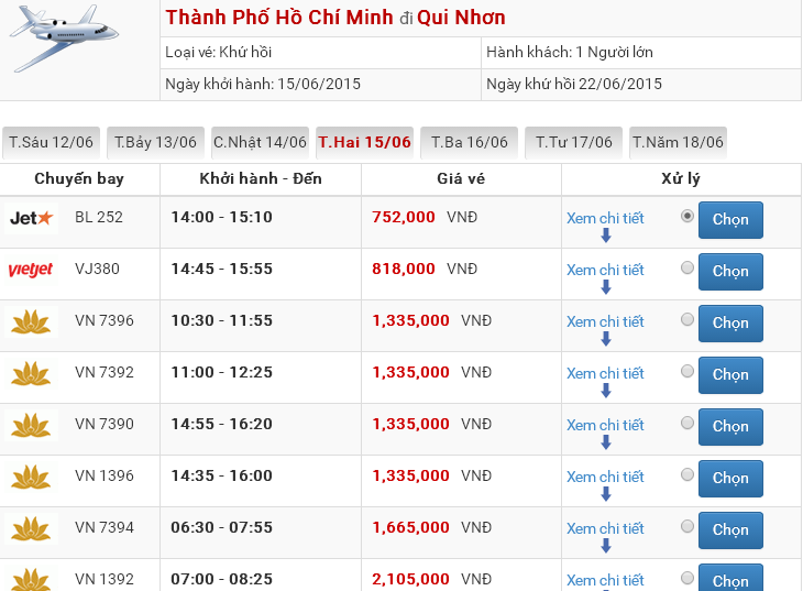 vé máy bay Sài Gòn Quy nhơn