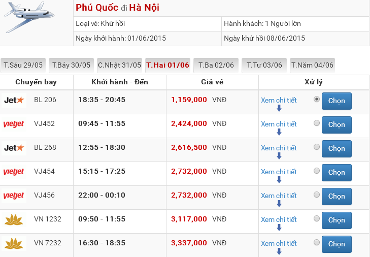 vé máy bay Phú Quốc Hà Nội
