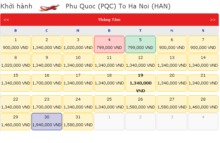 Vé máy bay Phú Quốc Hà Nội giá rẻ