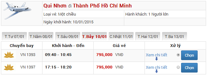 Vé máy bay Quy Nhơn Sài Gòn giá rẻ