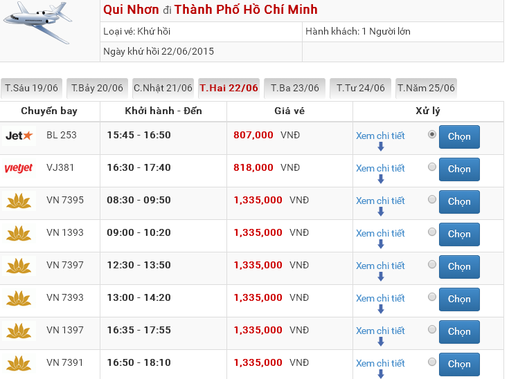 vé máy bay Sài Gòn Quy nHơn