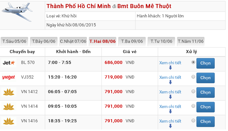 vé máy bay Buôn Ma Thuột Sài Gòn