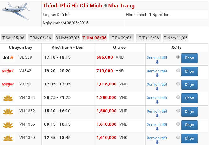 vé máy bay Nha Trang Sài Gòn