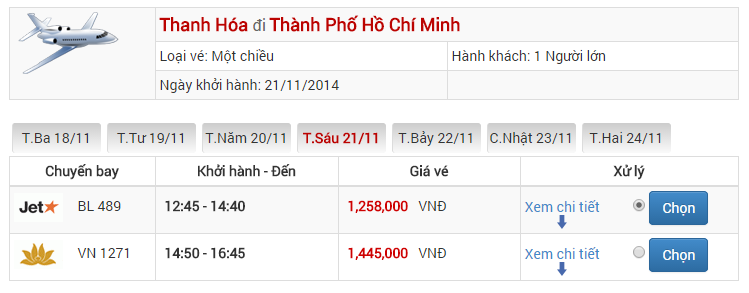 vé máy bay Thanh Hóa Sài Gòn