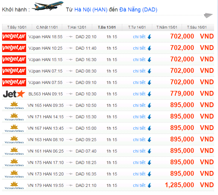 Vé máy bay Hà Nội Đà Nẵng giá rẻ