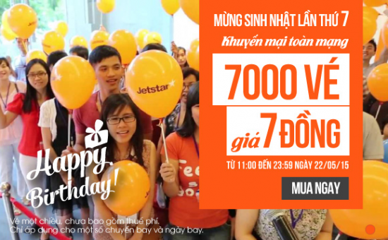 Vé 7đ khuyến mãi hãng Jetstar