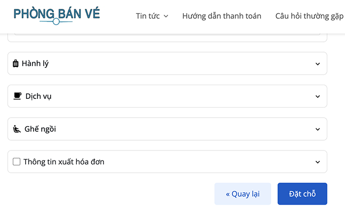 Bấm Đặt chỗ để hoàn tất quá trình đặt vé