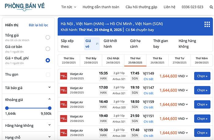 Chi tiết chuyến bay